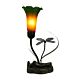 Single Branch Upward Tiffany Lily Table Lamp Green & Amber - N039-1-GA