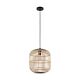 Bordesley 1 Light Pendant Large Black / Wood - 43216N