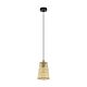 Claverdon 1 Light Pendant Small Black / Wood - 43252N