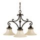 Drawing Room Down 3 Light Chandelier Walnut - FE/DRAWING RM3