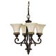 Drawing Room Duo Mount 4 Light Chandelier Walnut - FE/DRAWING RM4