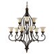 Drawing Room 9 Light Chandelier Walnut - FE/DRAWINGRM9