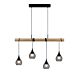 Lars 4 Light Pendant Black / Timber - LL002PL051