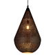 Aquarius Perforated Teardrop Pendant Large Black - ZAF11098BK