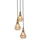 Lustre Teardrop 3 Light Stone Effect Glass Pendant Pale Gold - ZAF11204